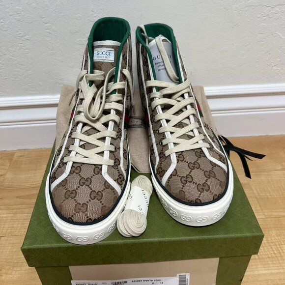 Gucci Tennis 1977 Canvas High Top Beige GG Print - Picture 3 of 8